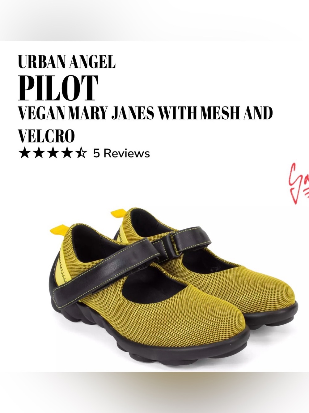 Fluevog LIKE NEW Urban Angels Pilot yellow vegan mesh Velcro sneaker-8 (fit 7.5)